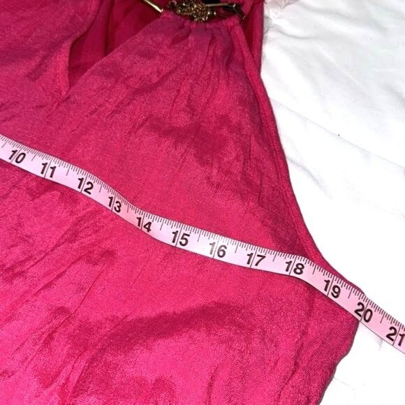 Sleeveless Pink High-Low Maxi Dress With Gold Accent By Mae Gabrielle XL Rayon & - Picture 8 of 10